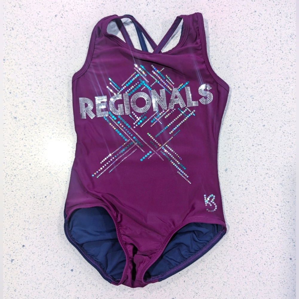 COMPETITION TEAM Kbee Gymnastics Dance Leotard 8/9 Medium PLUM Regional CHAMP